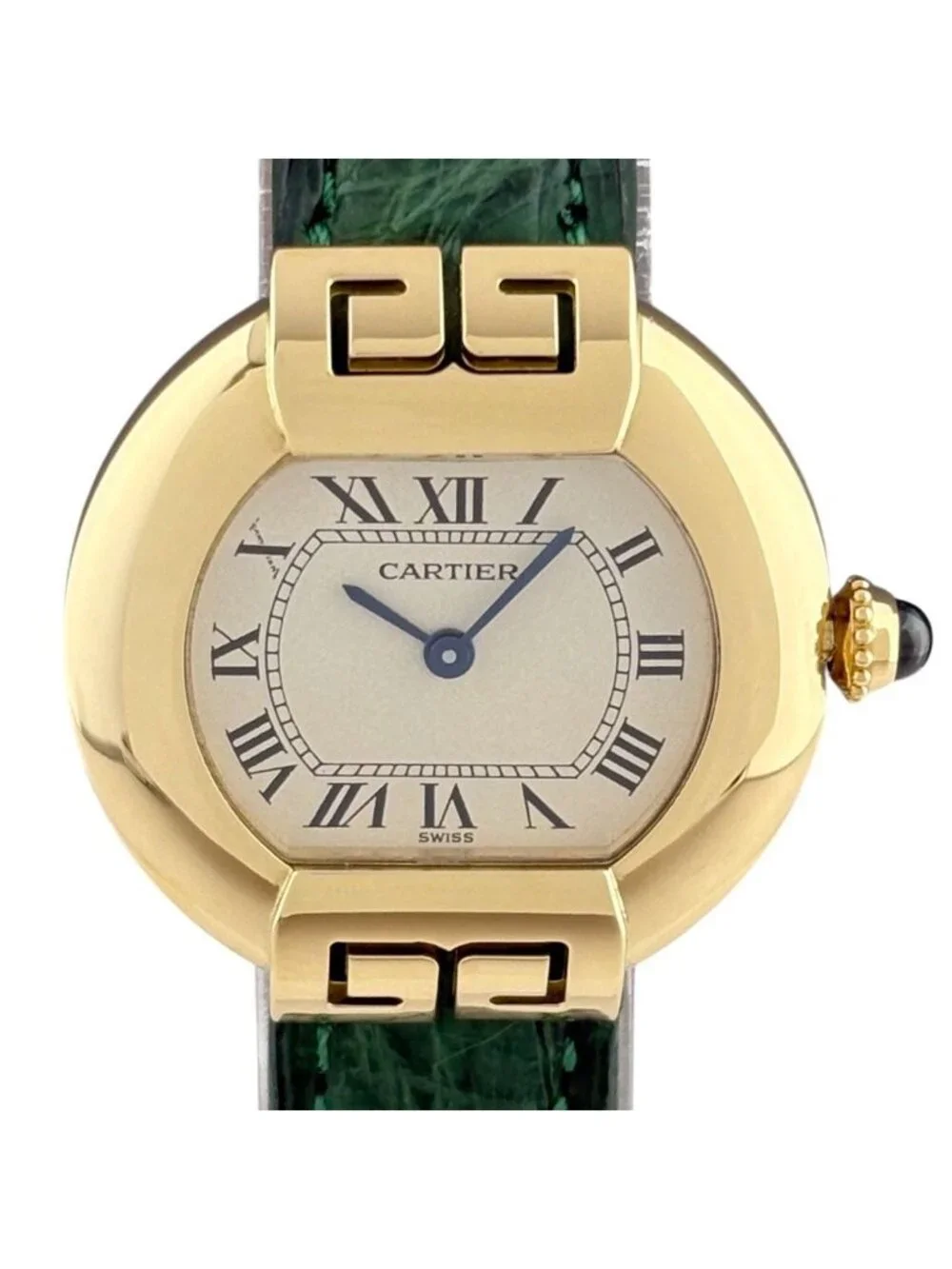 Cartier Ellipse Watch YG Leather Quartz Ivory